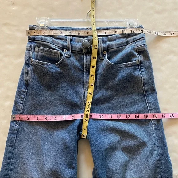 Good American Good Waist Palazzo Crop Jeans Womens Size 26 XS 2 Blue 453 Flare - Picture 9 of 12